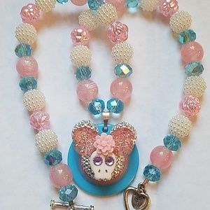 Handmade Mickey Skull Face Necklace.